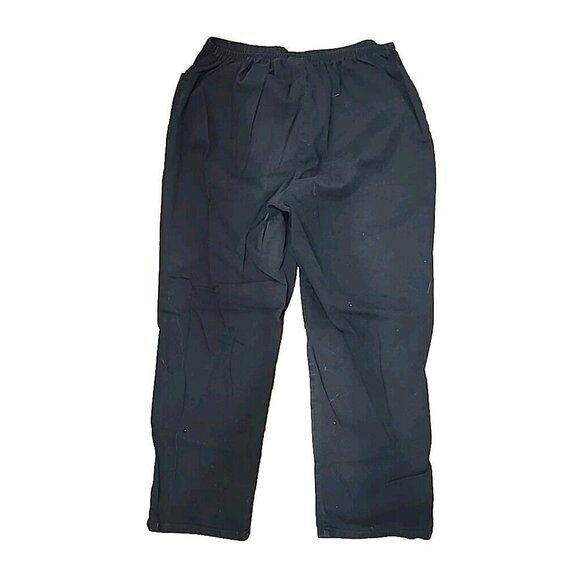 Denim & Co. Pants Black Woven Back Elastic Waist Pockets Straight Leg Women's PL - Picture 6 of 11